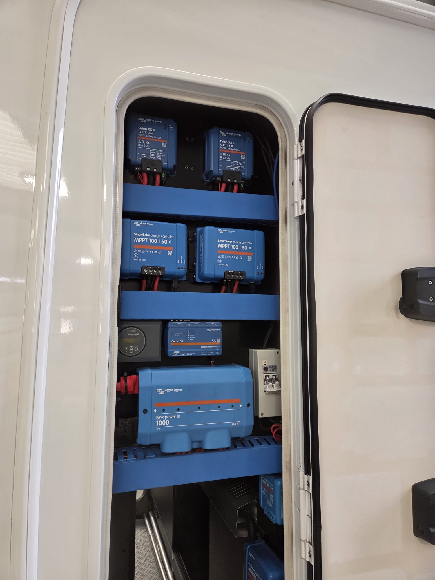 Motorhome electrical equipment installed inside an accessible compartment