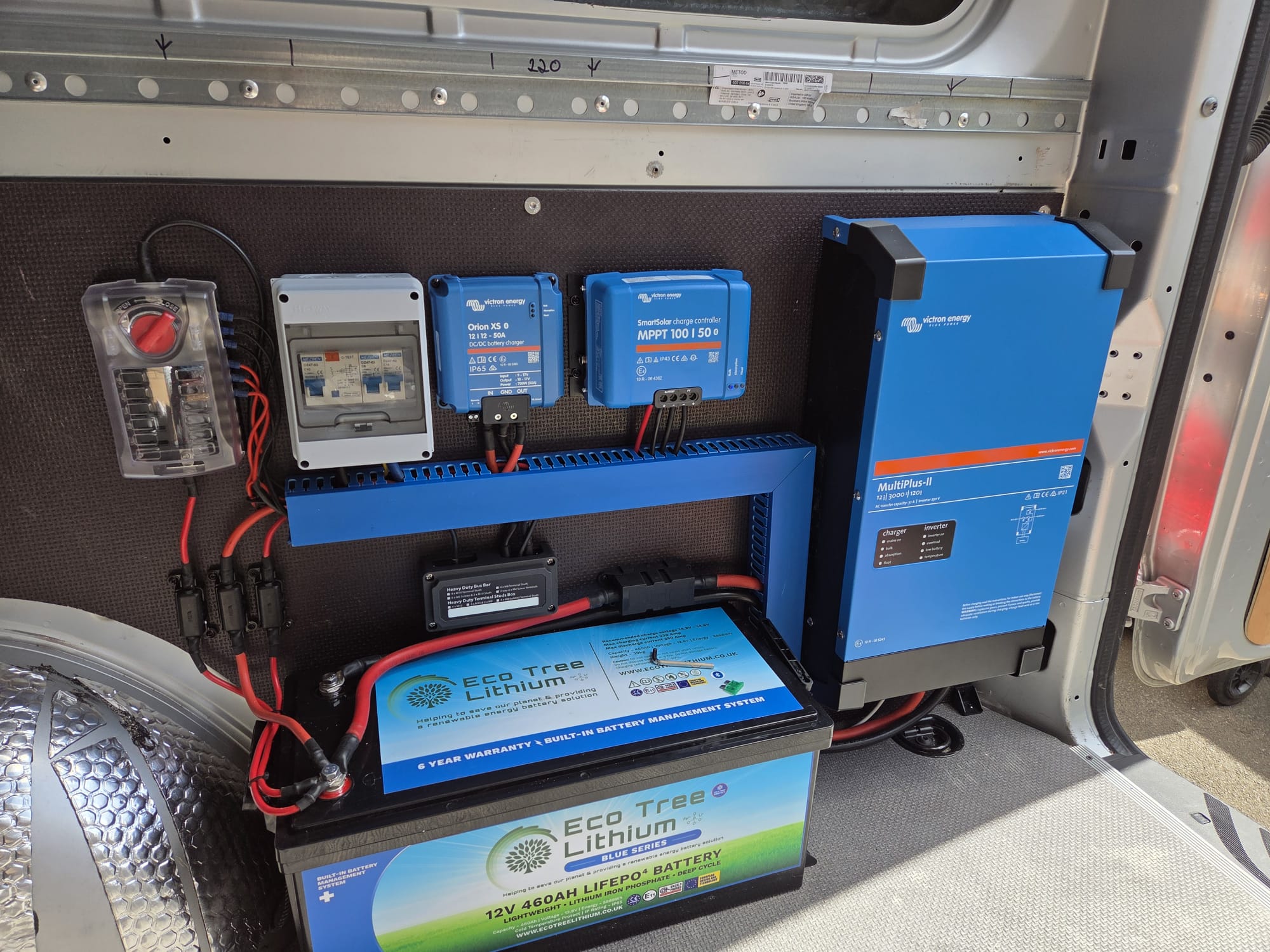 Lithium battery installed as part of an integrated motorhome power system