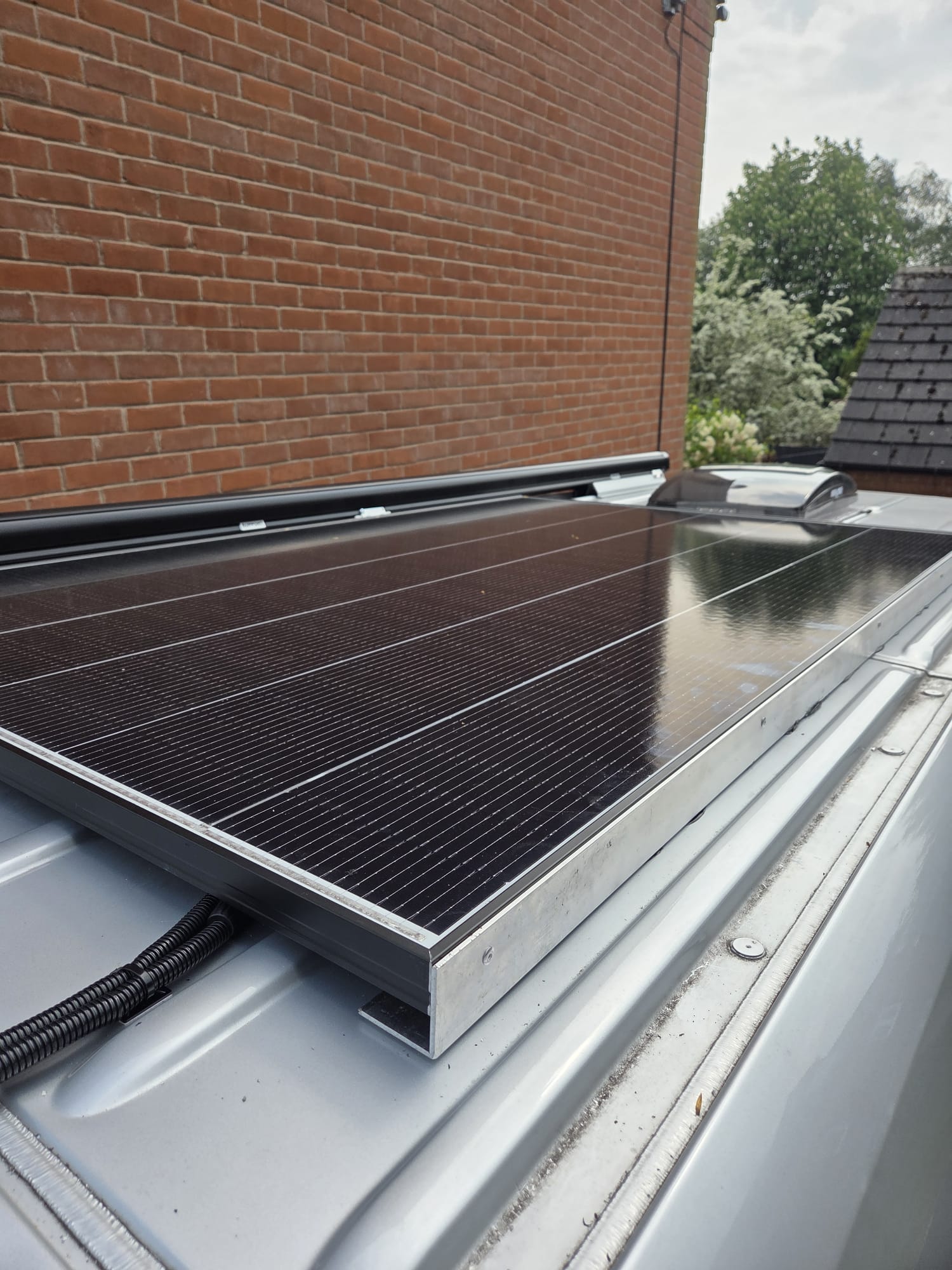 Solar panel installed on a motorhome roof